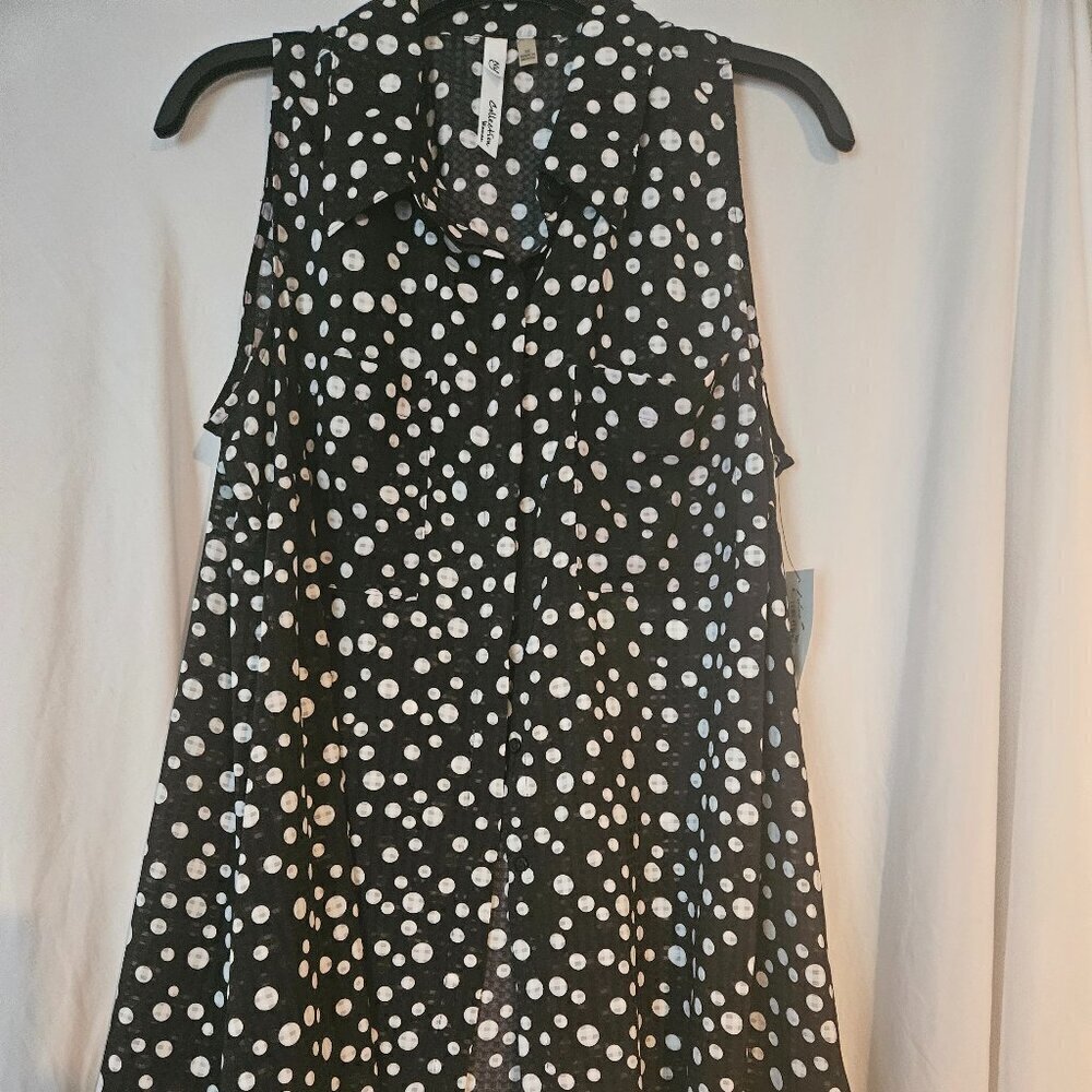 NY Collection collared 2 pocket‎ sleeveless button down womens size 1X NWT